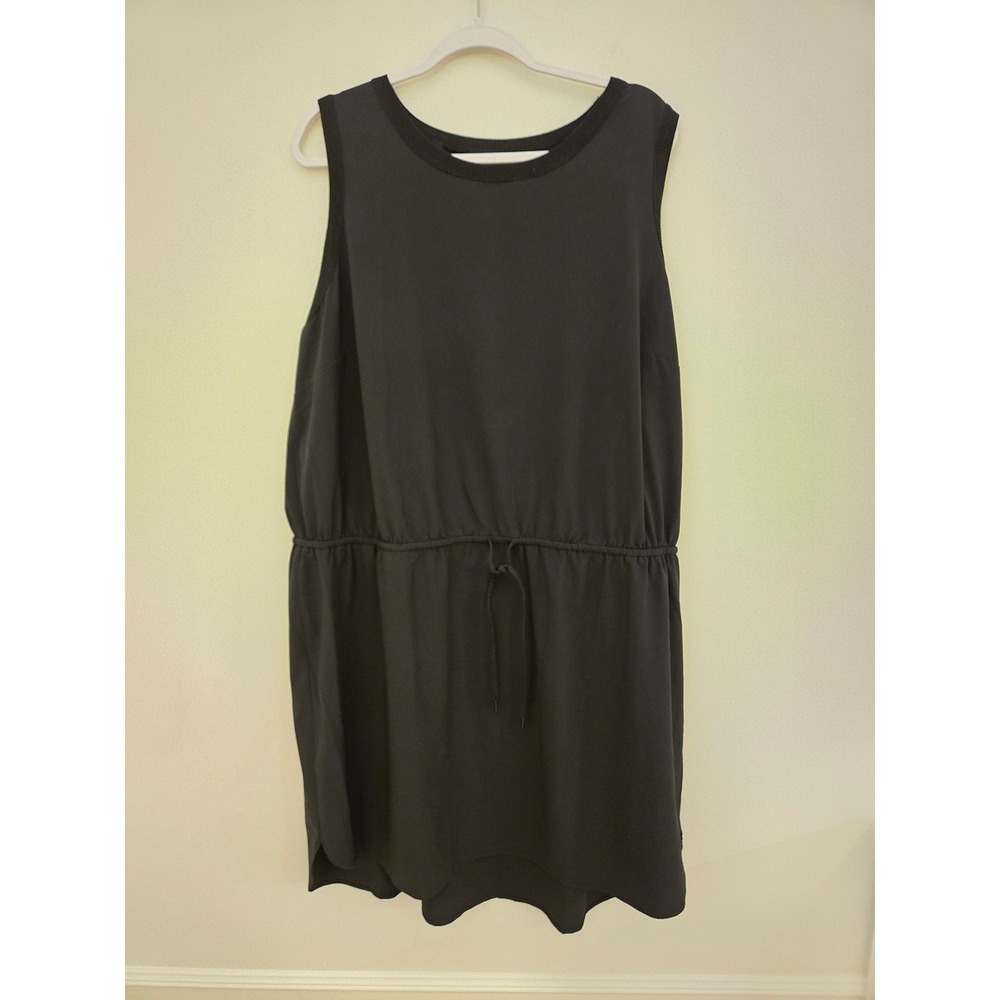 Athleta Black Sleeveless Performance Dress Drawstring Waist 2X Athleisure Travel